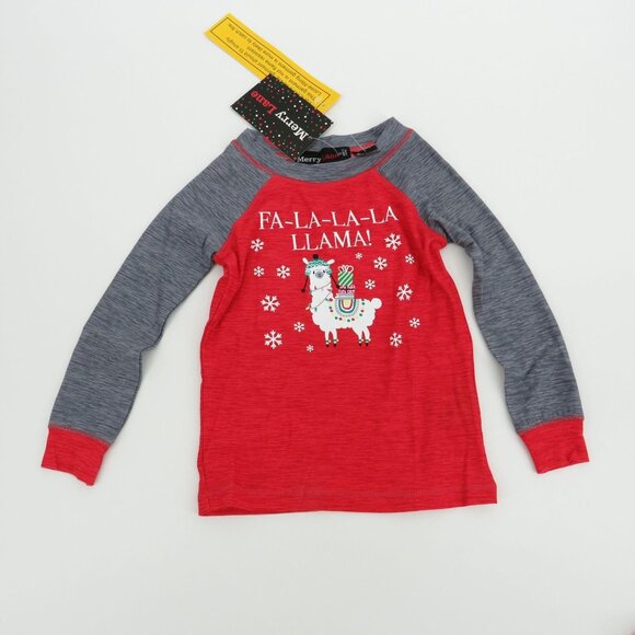 Merry Lane Kids Holiday Pajama Set "Fa-La-La-La Llama!" Gray Red Size 2T NWT $32 - Picture 2 of 7